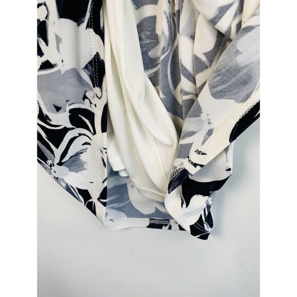 CURRENT Season Ralph Lauren Floral Dress Side Ruched Navy Grey Size 10 - Picture 7 of 8